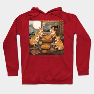 Japanese Dinner Corgis Hoodie